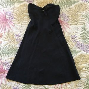 Black linen strapless dress
